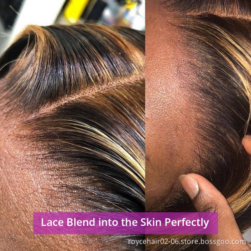 Pre-plucked Highlighted Brown Honey Blonde Piano Color 4x4 Swiss Lace Closure Mink Cuticle Aligned Virgin Human Hair Wigs